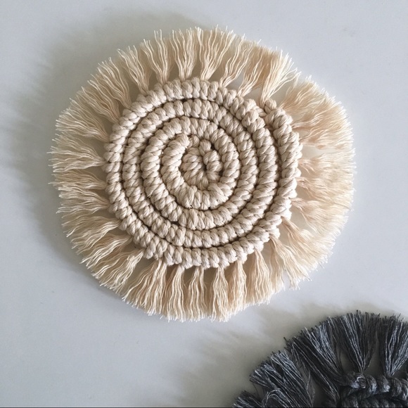 Solid Color Macrame Coasters - Picture 3 of 4